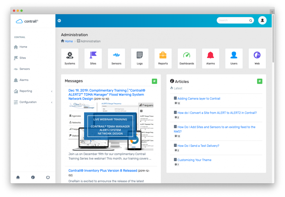 Contrail Administration screen