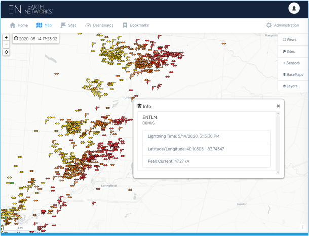 Display showing EN Total Lightning Network in Contrail